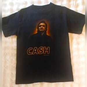 Black Graphic T-Shirt with Johnny Cash Print